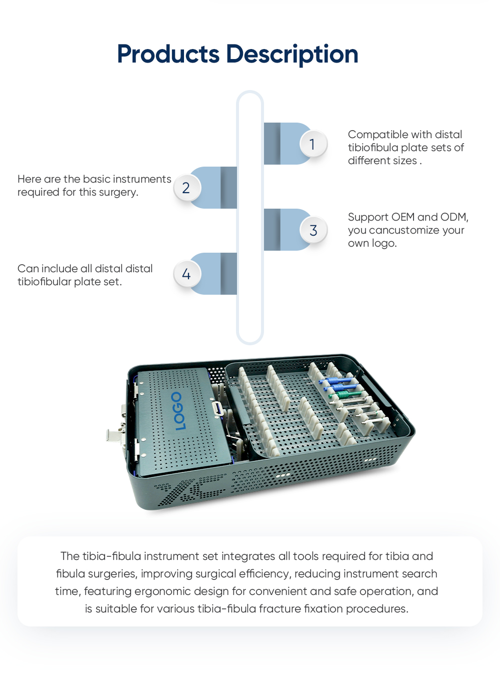 Distal Tibiofibular Instrument Set - Buy Product on XC Medico Дистальный набор инструментов для большеберцовой кости — покупка продукта на XC Medico