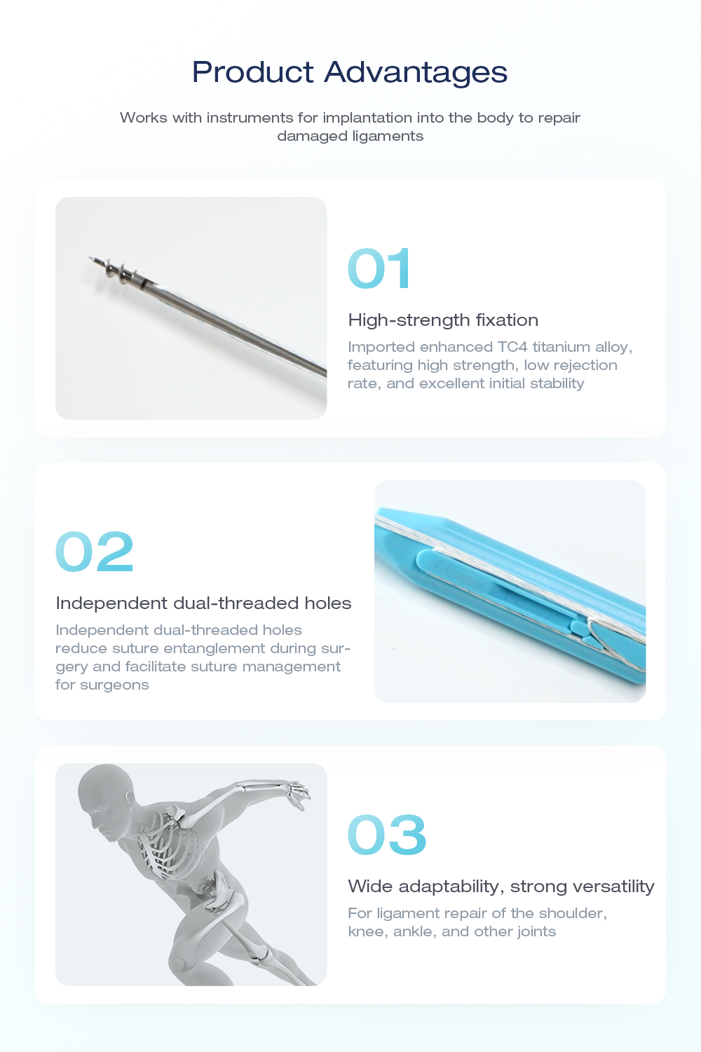 Titanium Suture Anchor | Ligament Repair Implant for Shoulder & Knee | XC Medico Титановый шовный анкер Имплантат для восстановления связок плеча и колена | XC Медико