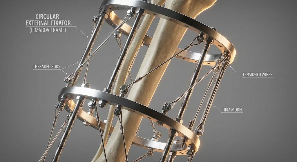 What orthopedic surgery uses an external fixation device? В какой ортопедической хирургии используется аппарат внешней фиксации?