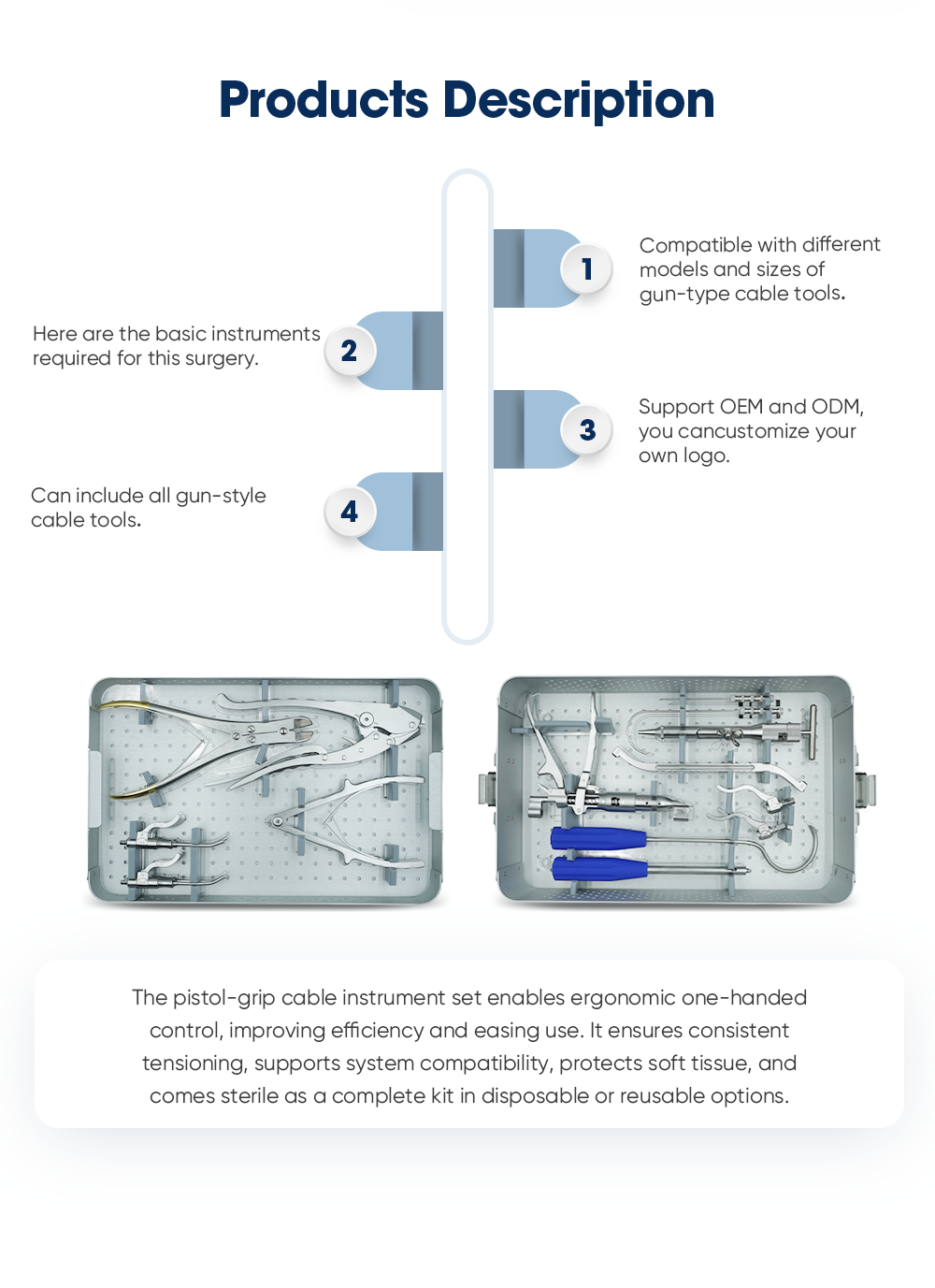 Titanium Wires Cable Grip Instrument Set - Buy Product on XC Medico Набор инструментов с кабельной рукояткой Titanium Wires — покупка продукта на XC Medico
