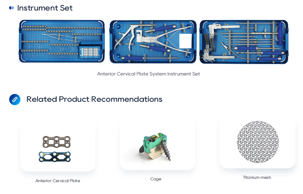 Переменный угол наклона винта и низкопрофильная конструкция передней шейной пластины толщиной 2,0 мм на модели позвоночника 