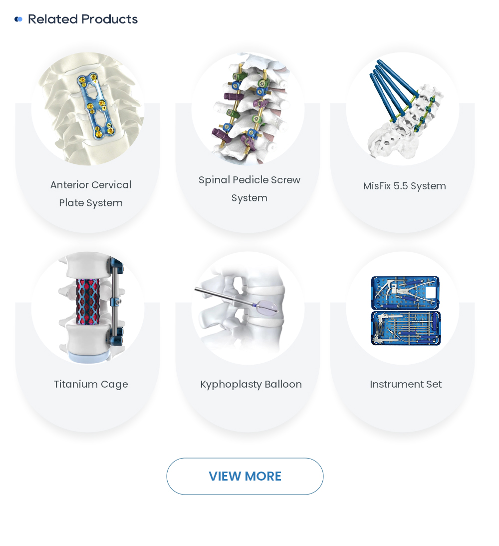 Ортопедические спинальные имплантаты, связанные с моделью: система транспедикулярных винтов, титановые клетки и баллон для кифопластики