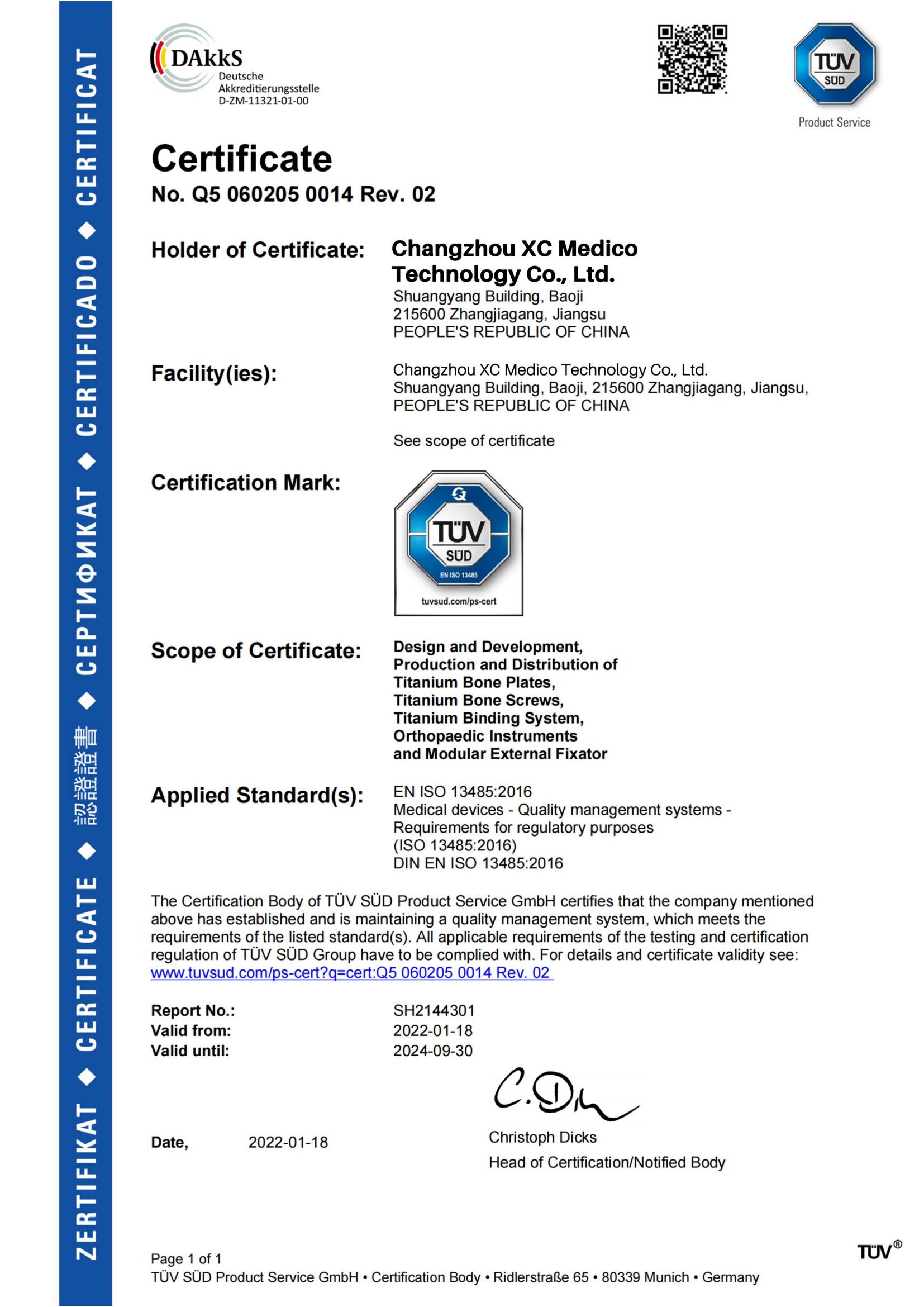 XC-TUV-SUD-ISO-13485