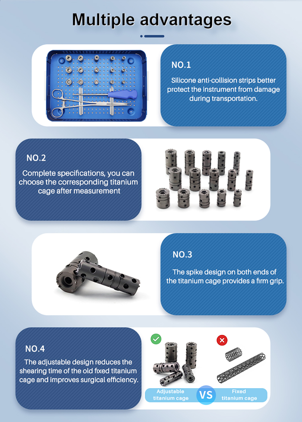 Расширяемый набор инструментов с титановым каркасом | Инструменты для спинальной корпэктомии и VBR | XC Medico 