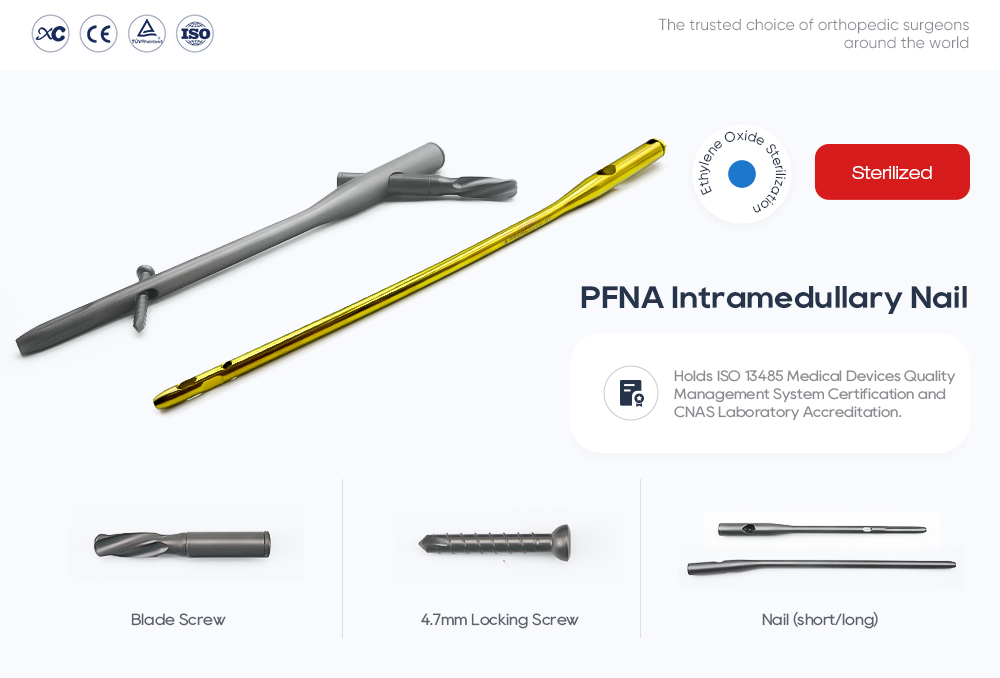 Интрамедуллярный стержень PFNA | Фиксация перелома проксимального отдела бедренной кости 